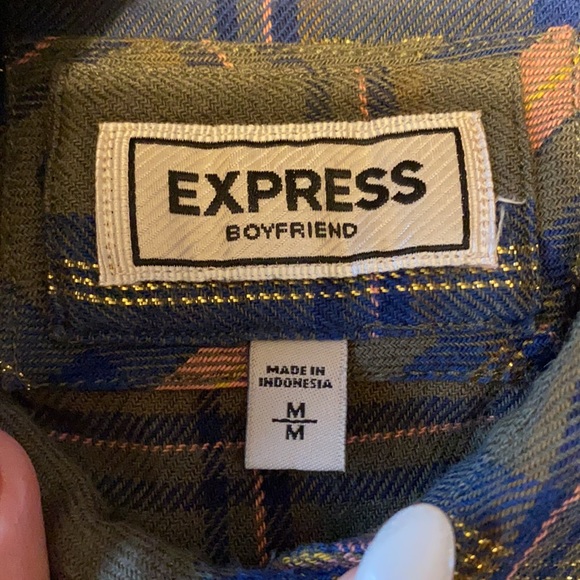 Express Olive, Navy, Blush and Gold Metallic Flannel - Picture 5 of 6
